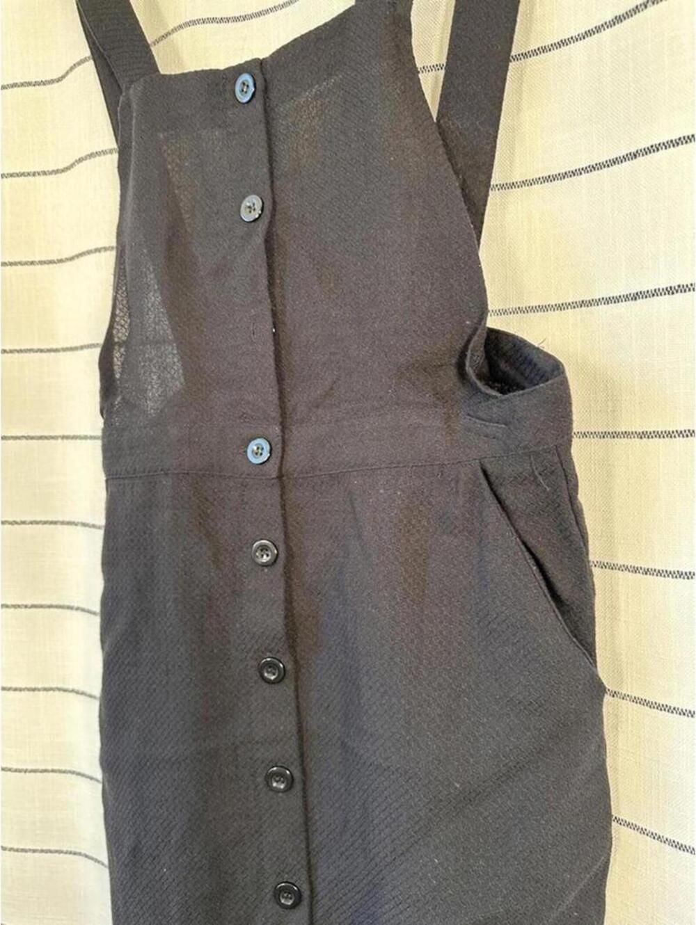 Goldie Black Button-Front Pinafore Dress Size M Minimalist - Picture 2 of 8